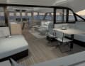 Le poste de pilotage caractéristique de Gunboats se trouve au milieu du salon.