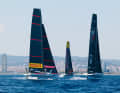 United for the first time: In preparation for the first test regattas, several teams sailed against each other on their AC40s for the first time