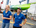 In a good mood before the jump across the Atlantic: Rosalin Kuiper and Nico Lunven