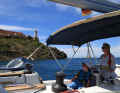 You can sail into the bay close to shore, otherwise the engine should be running with you