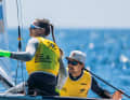 Simon Diesch et Anna Markfort, en 470 mixte, naviguent samedi dans la course aux médailles vers la consécration de leur victoire assurée d'avance à la Semaine Olympique Française.