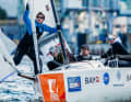 With a typical (over)look: MSC helmsman Til Krüger and his crew.