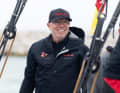 L'armatore di "Tschüss 2" Christian Zugel dopo aver tagliato il traguardo a Cowes.
