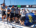 Here the world champions from the American Magic Quantum Racing team celebrate.