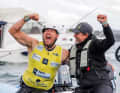 World champion Sebastian Kördel and his happy coach Dom Tidey
