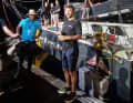 Boris Herrmann auf dem Steg in Guadeloupe