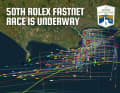 This is what it looks like in the tracking when a historic fleet of 430 boats starts into the Fastnet