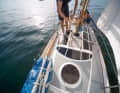 The striking acrylic glass coachroof also supports the crew at the mast when setting sail.