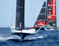 The American "Patriot" in the last America's Cup. Now she should soon be sporting a new look for the new US challengers.