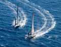 Here, "Luna Rossa" begins to descend in order to jibe in front of "Britannia" and return to the starting line