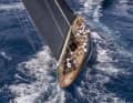 The three J-Class yachts "Svea", "Topaz" and "Velsheda" sailed two up-and-down races on the first day