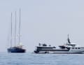 They will be travelling on the sailing yacht "Koru". The 76-metre supply vessel "Abeona" is moored next to her.