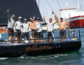 La liesse à bord du Cape 31 « Niramo » juste après la victoire.