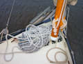 The long wooden jib boom can be folded up, which makes manoeuvring in harbours and locks easier