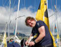 "Sharifa" skipper Rasmus Töpsch before the start of leg two in the harbour.