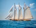 49th Shenandoah of Sark: The gaff schooner looks back on a long history. The yacht was launched in New York in 1902 for the financier Gibson Fahnestock. Various owners followed, and a German gave the steel format a three-year general overhaul in New Zealand in 1994. Around 2017, the three-master belonged to an Italian, and in 2018 the yacht underwent another major refit. Her interior was designed by Terence Disdale and offers space for ten guests and eleven crew members. "Shenandoah of Sark" enjoys going on long voyages and regattas. For more speed downwind, the sail area (800 square metres upwind) has been doubled to 1658 square metres. An offer for enthusiasts: brokers currently have the 55-metre-long lady in their portfolio for just under ten million euros.