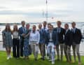 L'equipaggio di "Haspa Hamburg" con la skipper Katrina Westphal (a sinistra) alla cerimonia di addio alle squadre a Newport.