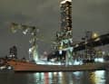 The "Cuauhtémoc" after the collision with the Brooklyn Bridge.