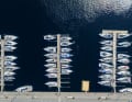 Una vista dall'alto degli yacht partecipanti ripresa con il drone.