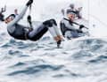 Theresa Löffler and Christopher Hoerr will start the final of the 470 Mixed World Championships in Enoshima on 17 August in fourth place, with a chance of winning a medal.