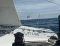 Here, the two Globe40 top favourites are eyeing each other up. The view from Team Belgium Ocean Racing - Curium over to "Crédit Mutuel"...