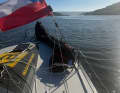 Here Jonas Gerckens and Cornetin Douguet sail towards the harbour exit of Valdivia.