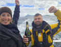 Only the best for the Hoorn: The "Wilson" crew topped up their champagne for the successful summit attempt.