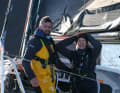 The Austrian-Welsh duo experienced some emotional moments after crossing the finish line in Brittany.