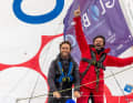 Ian Lipinski et Antoine Carpentier, les deux skippers du Crédit Mutuel, sont heureux de leur victoire.