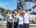 Un forte quartetto tedesco nella classe 49erFX ai Campionati Europei (da destra a sinistra): Cathy Bartelheimer, Sophie Steinlein, Marla Bergmann e Hanna Wille.