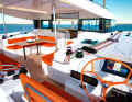 All halyards, sheets and trim lines are led aft above deck