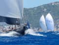 As the bucket is launched from a kangaroo start, the "little ones" sometimes sail right at the front. Here, the two Royal Huisman slips "Action" (37 m, l.) and "Wisp" (48 m) are ahead of the Vitters ketch "Meraki" (49 m)