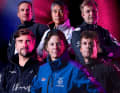 Les six skippers de la première édition de l'Ocean Race Atlantic en un coup d'œil (de bas en haut, de gauche à droite) : Paul Meilhat, Francesca Clapcich, Boris Herrmann, Oliver Heer, Kojiro Shiraishi et Conrad Colman.