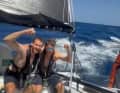 I giovani co-skipper tedeschi al loro primo passaggio dell'equatore.