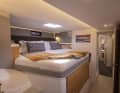 The bow cabins are installed favourably in the ship's pivot point and are very high so that the bridge deck below has a little more freeboard