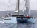 The hulls are extremely narrow, the bow tips are sportily inclined aft at the top