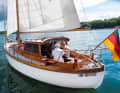After a long run-up, the "Gertrud III" is finally in her new home waters, the Kiel Fjord, here off Heikendorf
