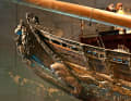 The bowsprit measures a full nine metres. The "Vasa" was built with more than 1,000 logs of oak from Sweden and Poland