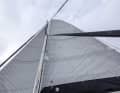 The sails are not simple blue water work cloths, but well-cut double taffeta sails from Elvstrøm.