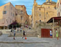 Pour monter à la citadelle de Calvi, il faut être bon marcheur. Il y a d'innombrables marches à gravir. Les jeunes footballeurs n'en ont cure