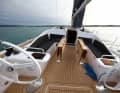 The cockpit coaming is narrow but high. Leaning against the cabin bulkhead, you sit very comfortably and with good protection