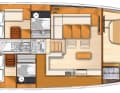 Interessant ist auch das Layout unter Deck. Achtern sind zwei Doppelkabinen mit jeweils eigenen Toilettenräumen vom Salon komplett abgekoppelt
