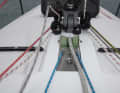 The lifting keel is raised via a bulkhead buoy. The carbon fibre mast can be folded on deck and can also be set by hand