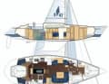 Bavaria 47 Ocean: The owner's area aft is only accessible through the galley line, as the original