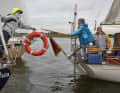The aim was to complete a relay race with a lifebuoy