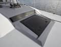 The windscreen provides more light below deck. The colour-contrasting gelcoat stretches the superstructure
