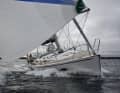 Il poderoso spinnaker fa muovere il Linjett con un vento di circa 8 nodi.