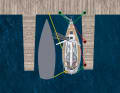 At the finger jetty: If the yacht is longer than the jetty, one or more jetties (red) are important to keep it away from the jetty at the front. In a storm, additional lines can be deployed to the neighbour and ashore (yellow) to relieve the pressure alongside