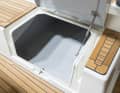 Spacious forecastle boxes in the cockpit for fenders, mooring lines and additional sails