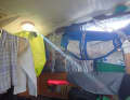 Cramped storage space below deck